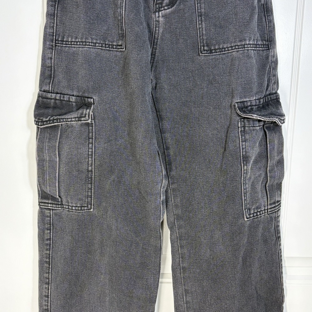 SHEIN Black Wide Leg Cargo Jeans High Rise Utility Pockets Women's US 4/Small